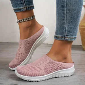 Womens Breathable Knit Slip-On Walking Shoes